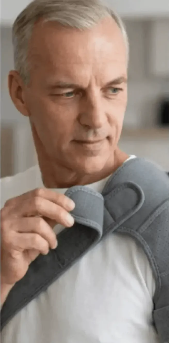 Securing the Vital Shoulder Massager in place